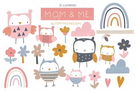 Mom And Me Clipart Set Gráfico Por Poppymoondesign · Creative Fabrica