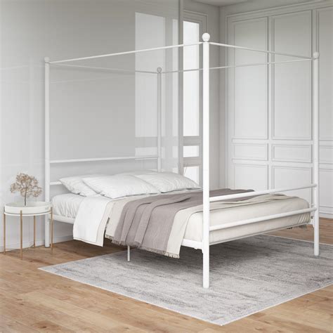 Mainstays Metal Canopy Bed, Full, Off White Metal - Walmart.com