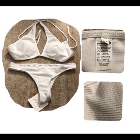 Zaful Swim Nwt Zaful Sexy Ribbed High Leg White Bikini Poshmark