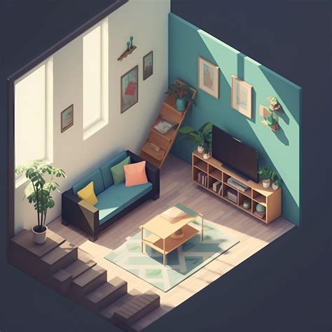 Premium Ai Image A Drawing Of A Living Room With A Couch A Coffee