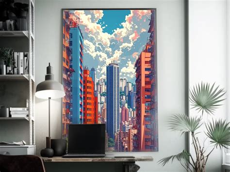 Cyberpunk Cityscape Anime-style Art Hong Kong Street Scene Retro ...