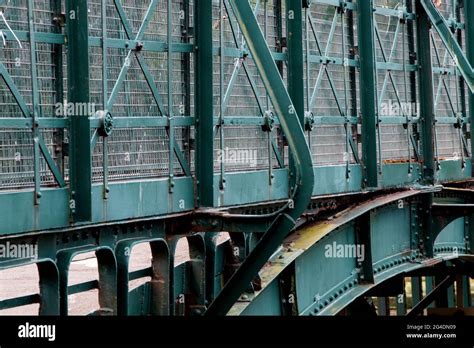 Old Metal Bridge Spanning A River Detail Stock Photo Alamy