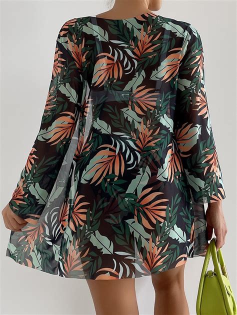 Tropical Print Twist Push Up Bikini Swimsuit Kimono Shein Eur