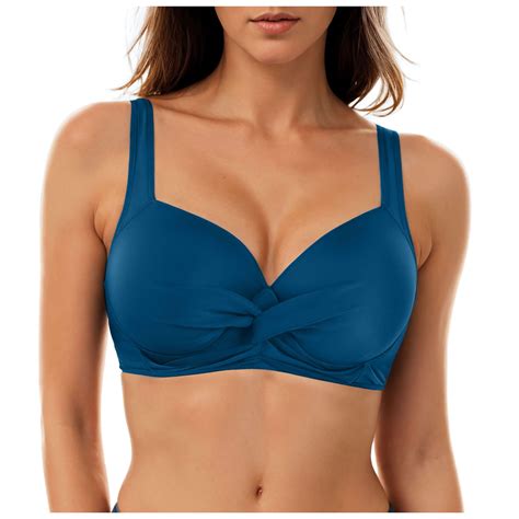 Bobogojp Women Underwire Bikini Swim Top Push Up Knot Front Swimsuit