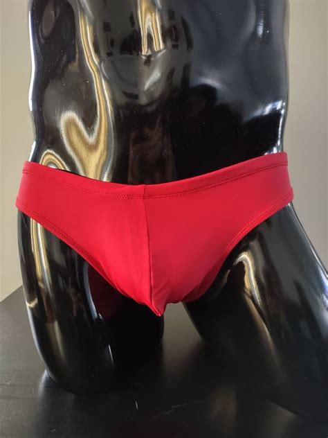 Red Men S Swim Bikini Brief Half Back Cheeky Thong By Etsy