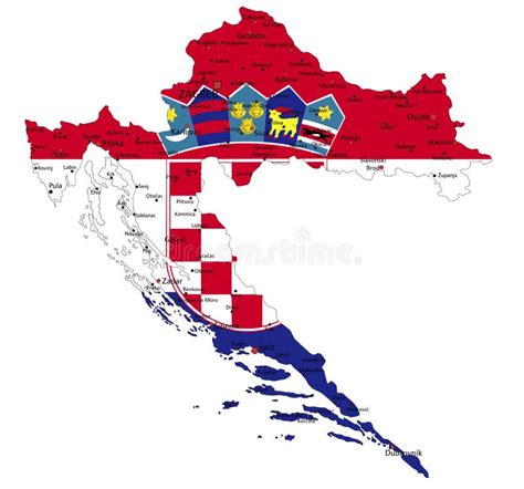 Croatia Map Highly Detailed Blue Vector Stock Vector Illustration Of