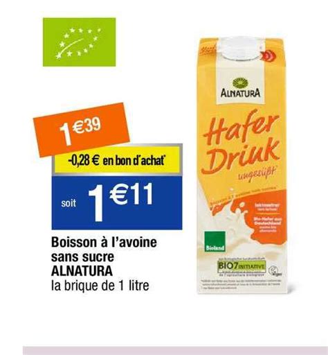 Promo Boisson L Avoine Sans Sucre Alnatura Chez Migros France