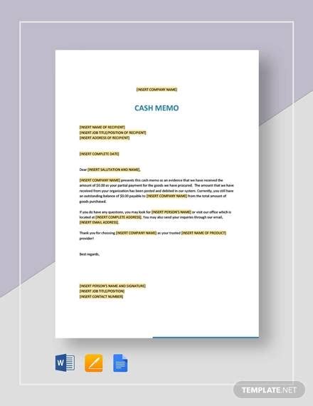 FREE 10+ Sample Cash Memo Templates in Word, Google Docs, Pages, PDF