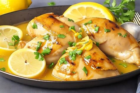 Premium AI Image | Chicken In Lemon Sauce Delicious chicken