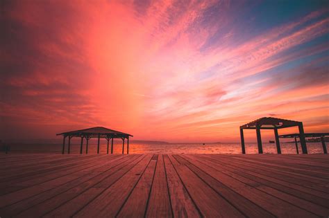 Free Images Horizon Sunset Afterglow Sunrise Pier Natural