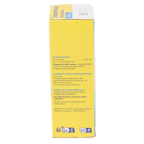 Doliprane Liquiz 500 mg suspension buvable sachets Douleur fièvre