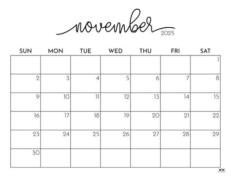 November 2025 calendars