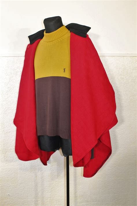 Vintage Wool Cape Women Red Cape Red Wool Cape Gem