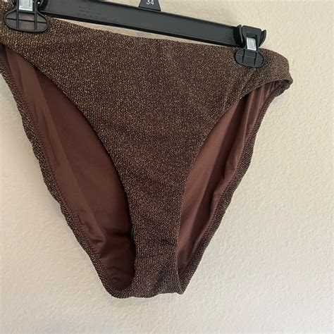 Good American Swim New Good American Sparkle Rib Better Bikini Bottoms Chocolate Poshmark