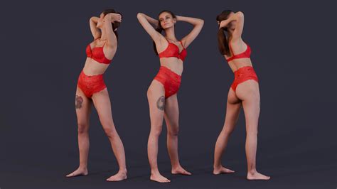 Elegance In Red Woman In Lingerie 3D Model By Kanistra Studio