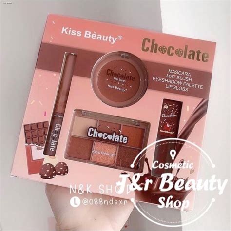 COD Kiss Beauty Chocolate 4in1 Makeup Set Matte Lip Gloss Matte Nude Blush Eyeshadow Palette