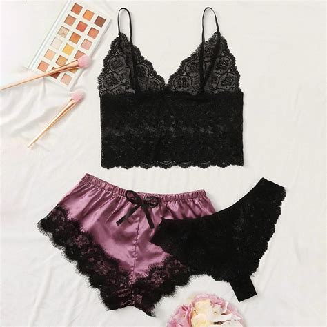 Levmjia Pajamas For Women Set Clearance Summer Plus Size New Sexy Lace Lingerie Silk Underwear