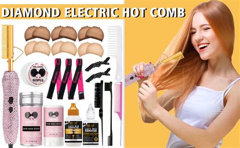 Amazon Electric Hot Comb Hair Straightener Set Diamond Hot Comb Electric For Wigs