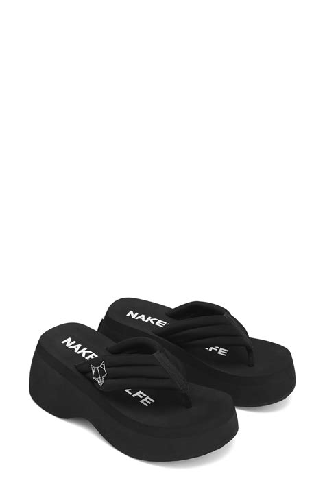 Naked Wolfe Damsel Platform Flip Flop Black Lycra Editorialist