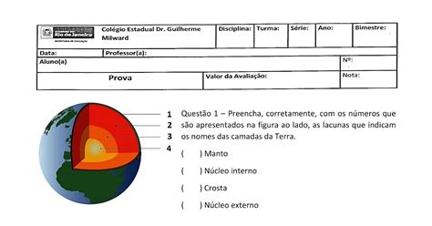 Exercícios Sobre Camadas Da Terra 6 Ano Geografia Com Gabarito