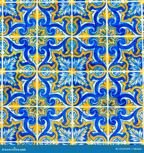 Portuguese Pattern Tiles Handmade Glazed Colorful Tile Backgrounds