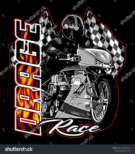 Dragracer Checkered Flag Background Naked Bike Stock Vector Royalty Free