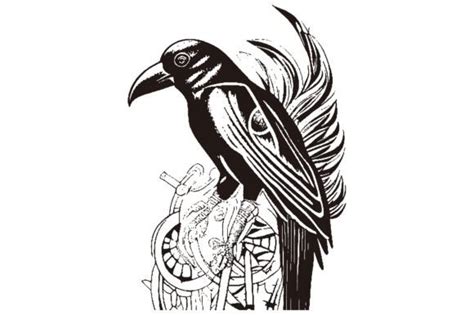 Crow With A Bunch Of Feathers Line Art Graphic By Arsa Adjie Creative