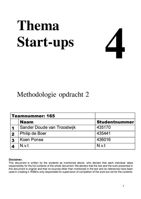 Verplichte Opgaven Thema Opdracht Thema Start Ups