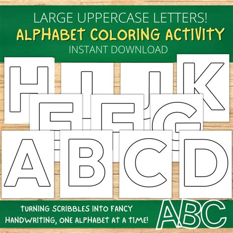 Printable Full Page Fun Uppercase Alphabet Template Bundle Simple Mom