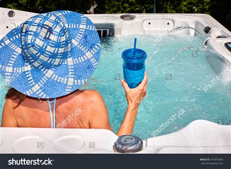 Beautiful Woman Relaxing Hot Tub Stock Photo 447970366 Shutterstock