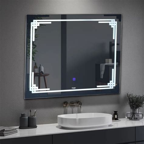 rectangular led bathroom mirror touch sensor home  sq ft