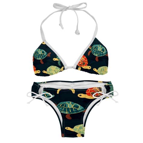 Turtle Seamless Stylish Swim Suits Bikini Set Detachable Sponge