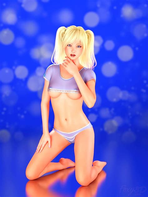 Kelsey Cute Blonde Tease 3D Render Digital Art By Foxy 3D