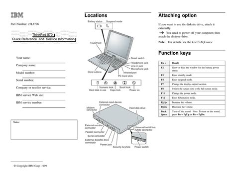 Ibm Thinkpad 570e Laptop Quick Reference Manual Manualslib