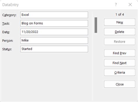 Excel Data Entry Forms - BeginCodingNow.com