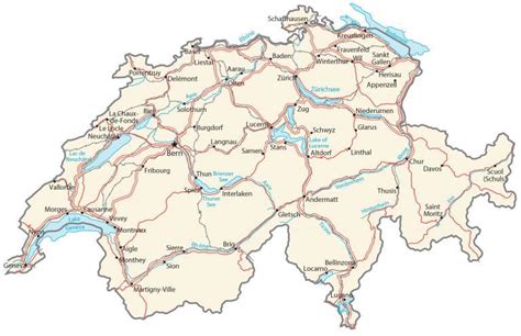 Map Of Switzerland Cities And Roads Gis Geography
