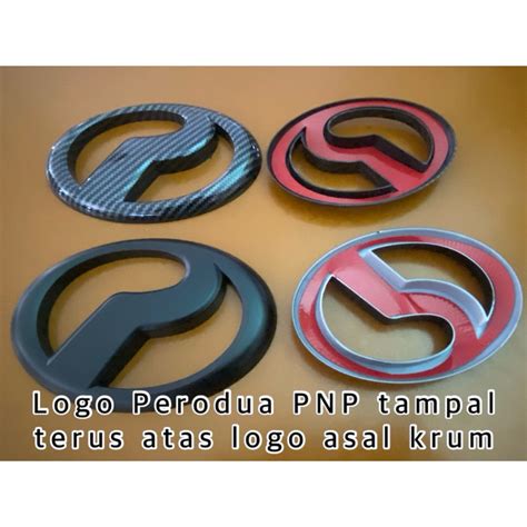 Emblem Logo Perodua Hitam Carbon Fiber Tampal Terus Atas Logo Asal