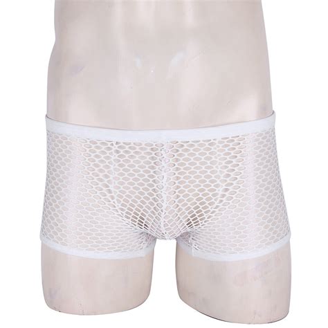 Us Mens Fishnet Underwear See Through Low Rise Bulge Pouch Boxer Briefs Lingerie Ebay