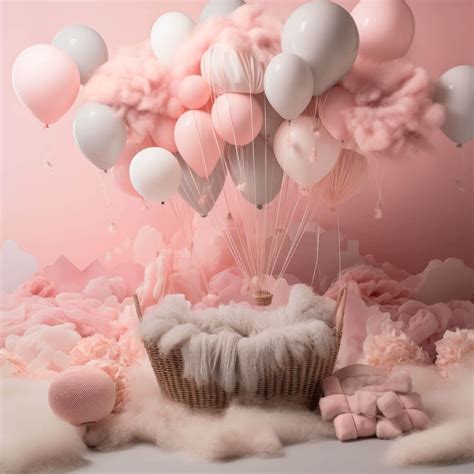 Newborn Digital Backdrop Hot Air Balloon Digital Backdrop For Babies Floating Hot Air
