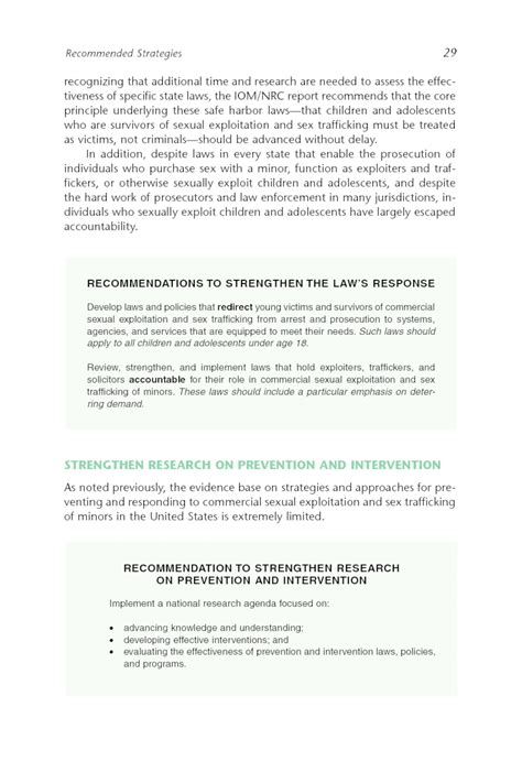 Recommended Strategies Confronting Commercial Sexual Exploitation And Sex Trafficking Of