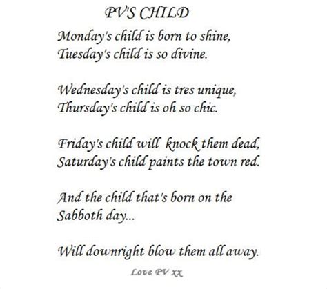 Mondays Child Poem Another Version