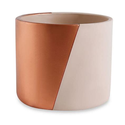 Cachepot Geometrico Nude E Cobre Em Cimento Raffaello Presentes E