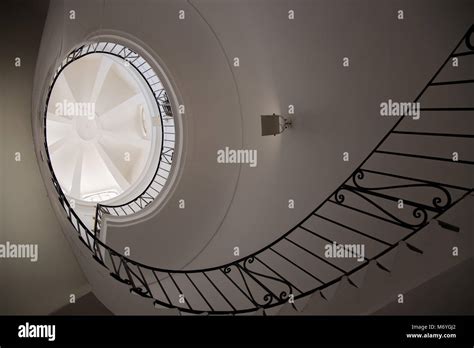 Stairs In Modern White Interior Stock Photo Alamy