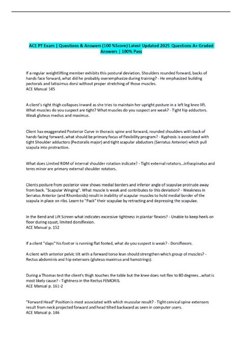 ACE PT Exam | Questions & Answers (100 %Score) Latest Updated 2025