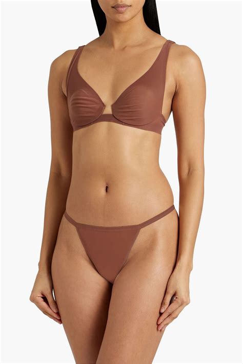 SKIMS Naked Stretch Mesh Underwired Plunge Bra THE OUTNET