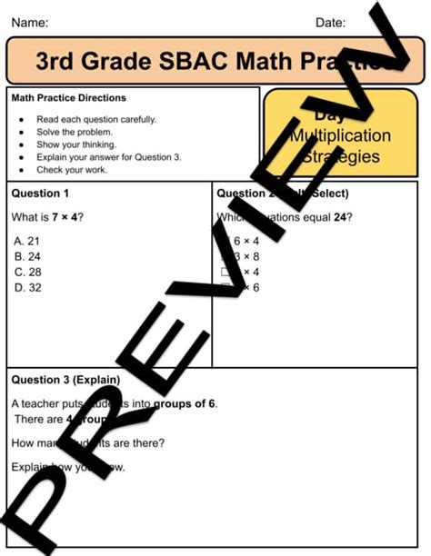 Practice Sbac Math Questions Pdf