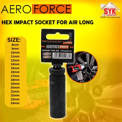 Syk Aero Force Socket Long For Air Adaptor Impact Wrench Machine
