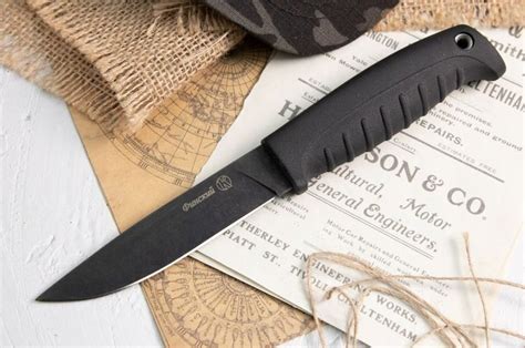 Нож Финский AUS-8 Черный Blackwash Elastron