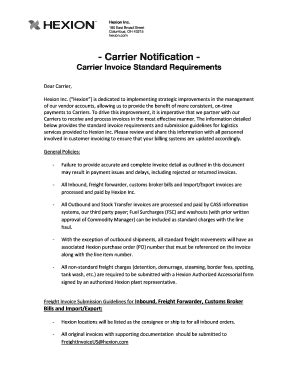 Fillable Online Carrier Notification Carrier Invoice Standard