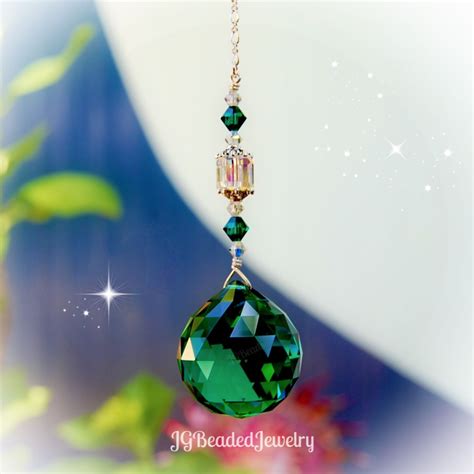 Emerald Green Swarovski Crystal Suncatcher Jgbeads Crystal Suncatchers Swarovski Crystals